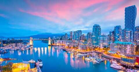 Vancouver city scape at night.