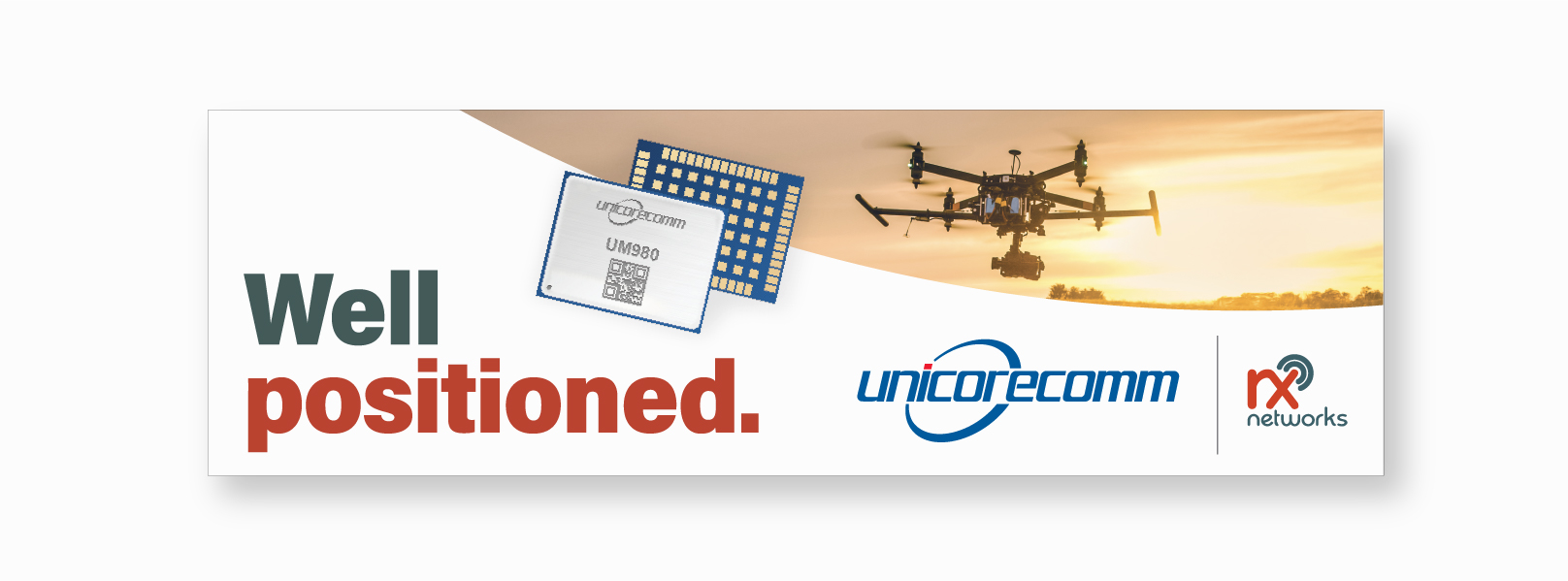 Drone over field well positioned ad 